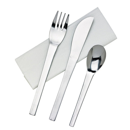 Kit 3/1 cubiertos inox: Cuchillo, tenedor, cuchara A160mm - 50Uds