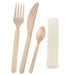 Kit 4/1 cubiertos de bambú y CPLA 4/1: Cuchillo, tenedor, cuchara y servilleta, envoltorio kraft 220x63mm - 50Uds