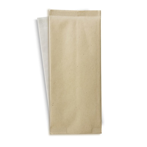 Funda para cubiertos de papel color crema con servilleta blanca 380x380mm 110x250mm - 500Uds