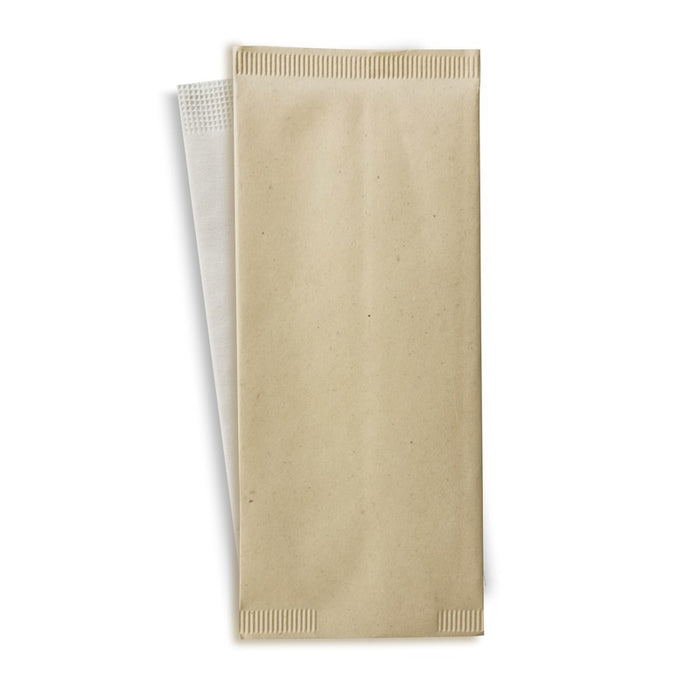 Funda para cubiertos de papel color crema con servilleta blanca 380x380mm 110x250mm - 500Uds