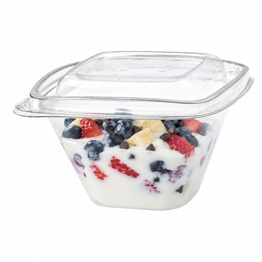 Envase Deli PET cuadrado transparente con tapa 375ml 128x128mm A70mm - 50Uds
