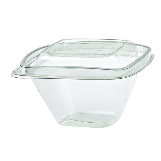 Envase Deli PET cuadrado transparente con tapa 375ml 128x128mm A70mm - 50Uds