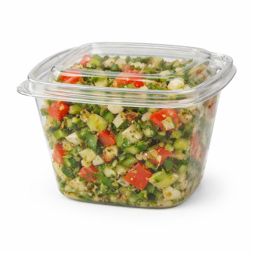 Envase Deli PET cuadrado transparente con tapa 500ml 128x128mm A85mm - 50Uds