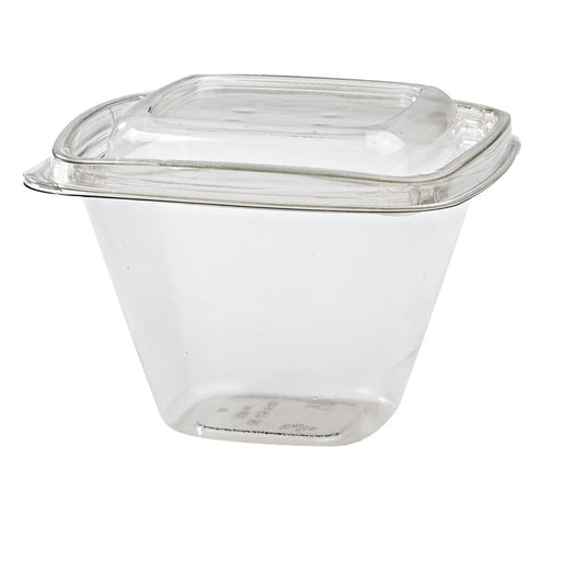 Envase Deli PET cuadrado transparente con tapa 500ml 128x128mm A85mm - 50Uds
