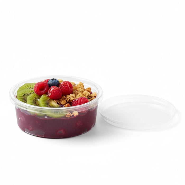 Tarrina Deli PET redonda transparente con tapa plana 200ml Ø100mm A38mm - 50Uds
