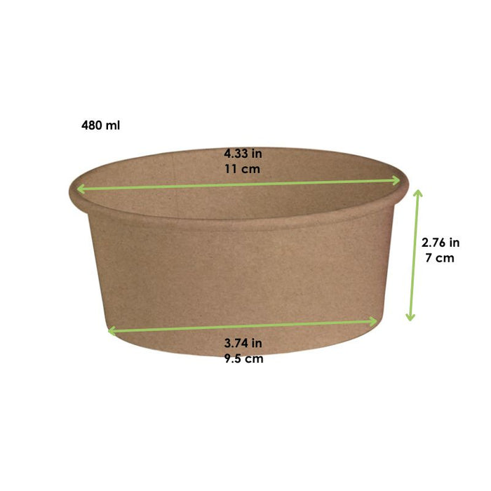 Tarrinas Deli redonda Kraft 480ml Ø110mm A70mm - 25Uds