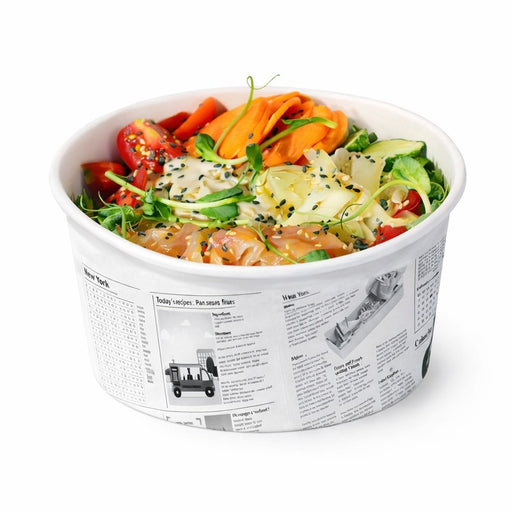 Tarrinas Deli redonda de cartón diseño News 600ml Ø114mm A87mm - 50Uds