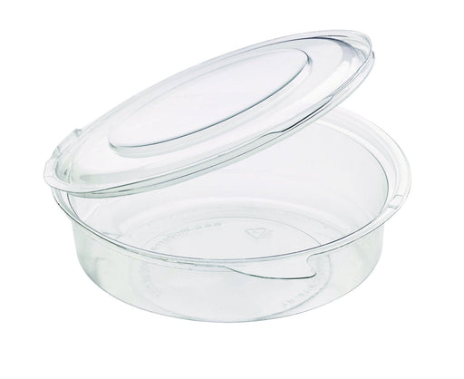 Tarrina Deli PET redonda transparente con tapa bisagra 250ml Ø115mm A35mm - 50Uds