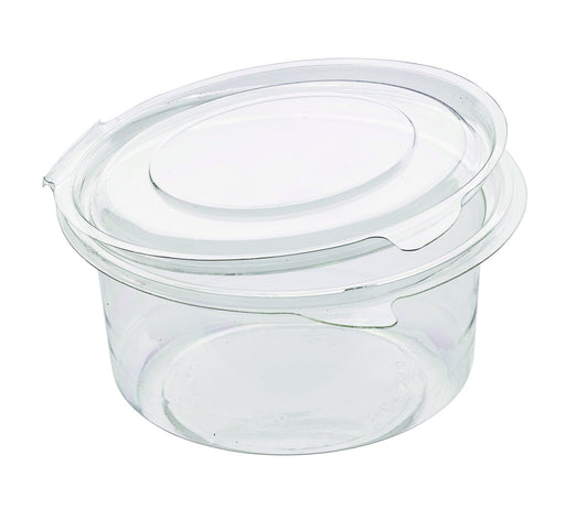 Tarrina Deli PET redonda transparente con tapa bisagra 400ml Ø115mm A60mm - 50Uds