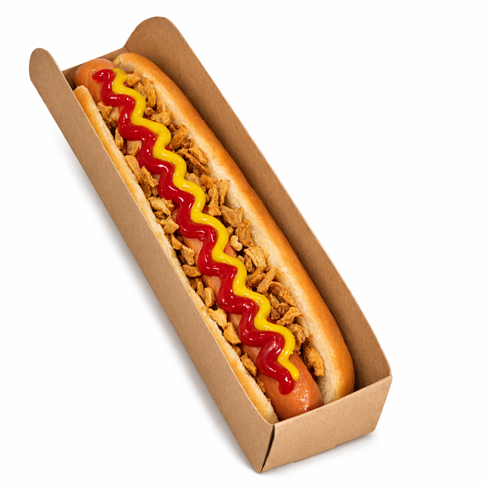 Soporte de cartón kraft para Hot Dog 250x55mm A32mm - 50Uds