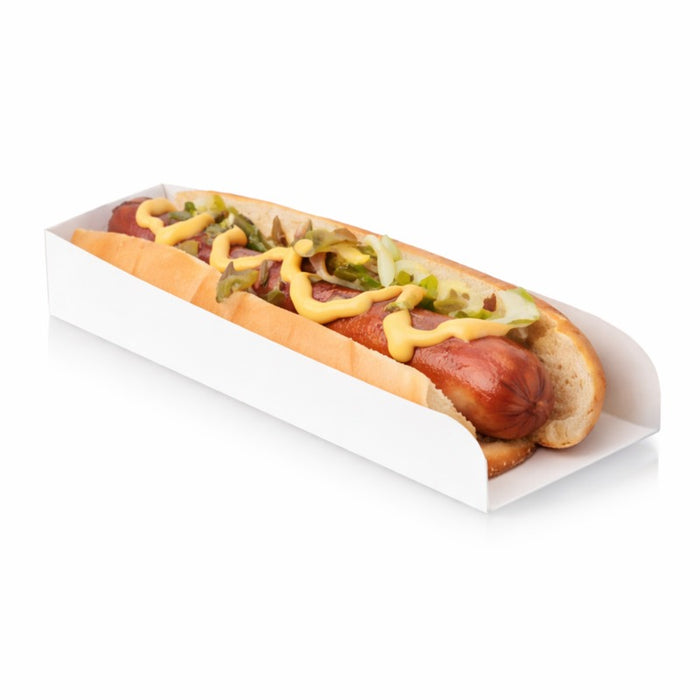 Soporte de cartón blanco de Hot Dog 250x55mm A35mm - 50Uds