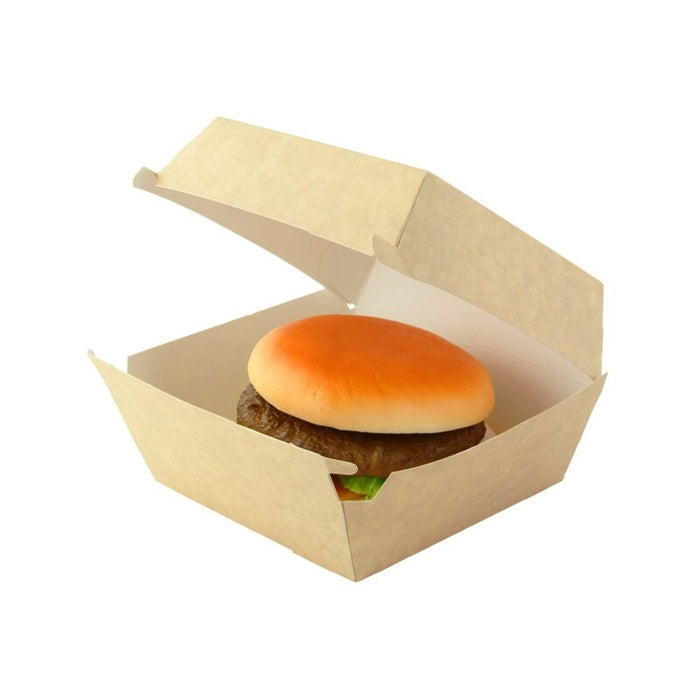 Caja de cartón kraft para hamburguesas 110x100mm A80mm - 75Uds