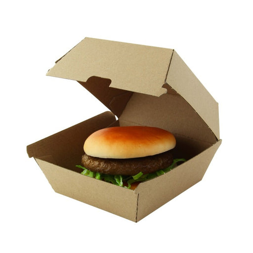 Caja de cartón kraft para hamburguesas microcanal 145x130mm A78mm - 50Uds