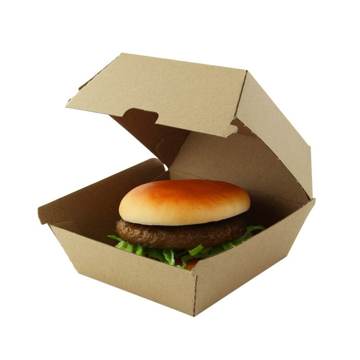 Caja de cartón kraft para hamburguesas microcanal 145x130mm A78mm - 50Uds