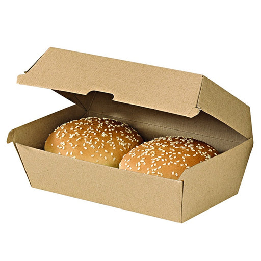 Caja de cartón kraft para hamburguesas microcanal 225x125mm A82mm - 25Uds