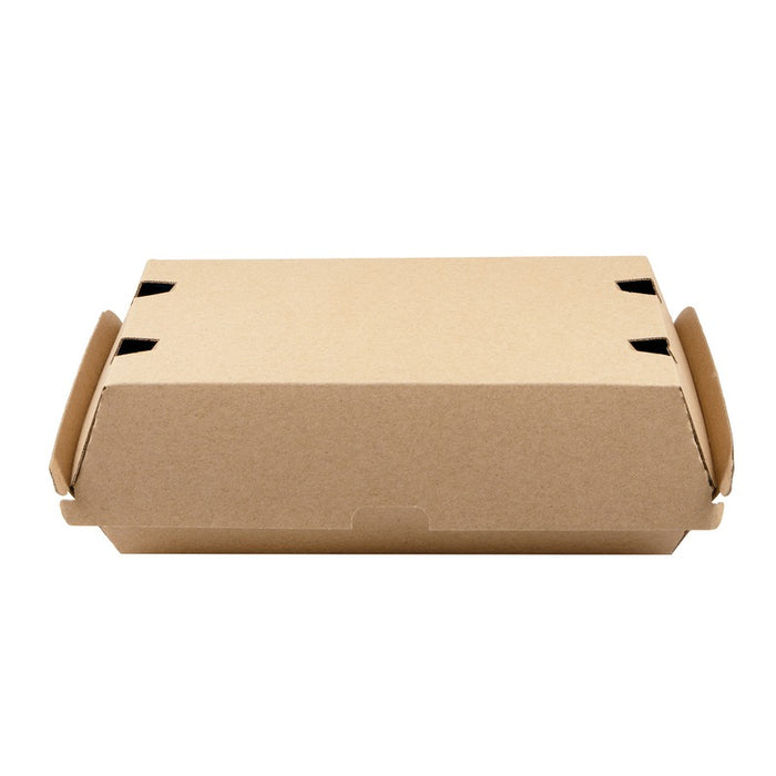 Caja de cartón kraft para hamburguesas microcanal 225x125mm A82mm - 25Uds