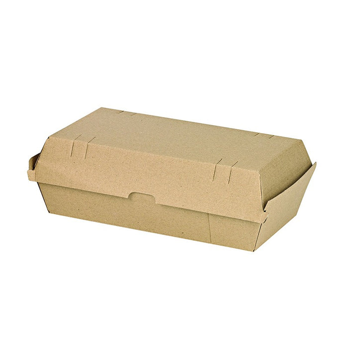 Caja de cartón kraft para hamburguesas microcanal 245x135mm A75mm - 25Uds