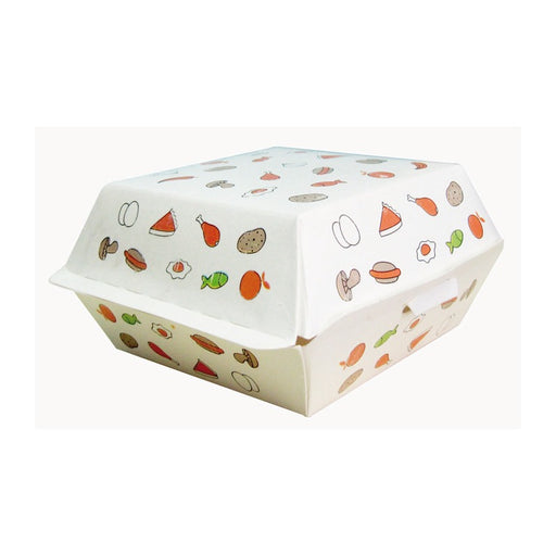 Caja de cartón para hamburguesas con diseño. 135x125mm A65mm - 500Uds