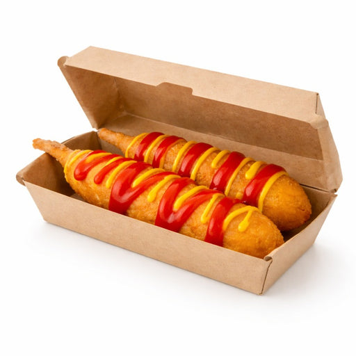Caja de cartón kraft para Hot Dog microcanal 238x98mm A70mm - 25Uds