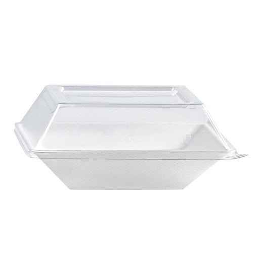 Plato hondo rectangular de pulpa blanco 250ml 130x130mm A28mm - 50Uds
