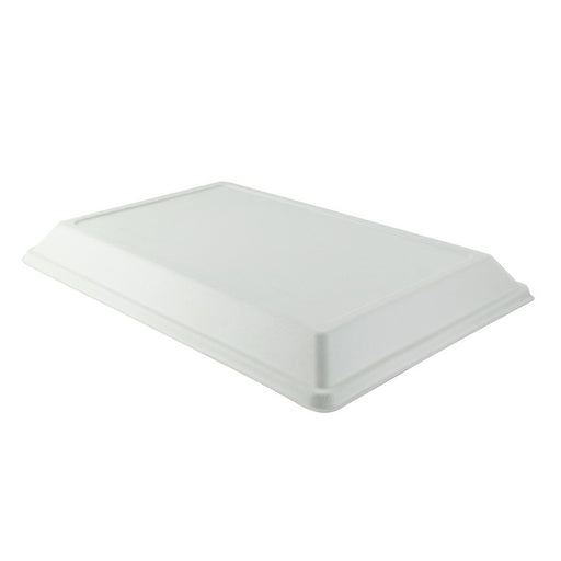 Tapa cúpula rectangular blanca en pulpa de caña 410x280mm A37mm - 25Uds