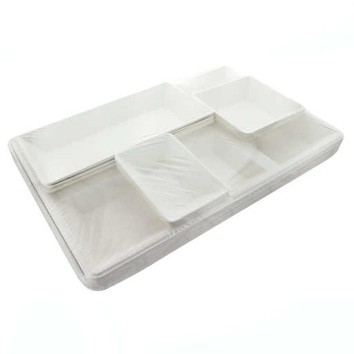 Bandeja de comida (5 piezas) de pulpa de caña de azucar 410x280mm A50mm - 10Uds
