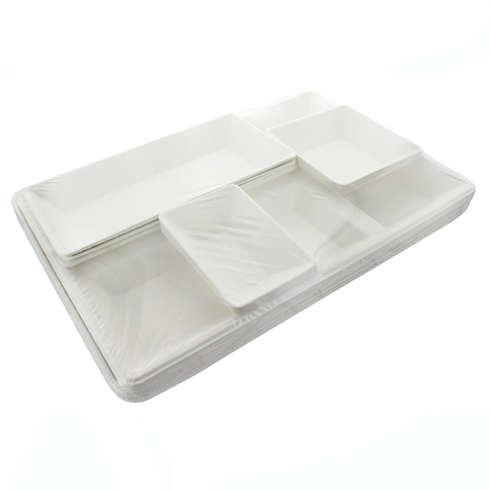 Bandeja de comida (5 piezas) de pulpa de caña de azucar 410x280mm A50mm - 10Uds