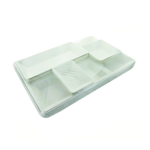 Bandeja de comida (5 piezas) de pulpa de caña de azucar 410x280mm A50mm - 10Uds