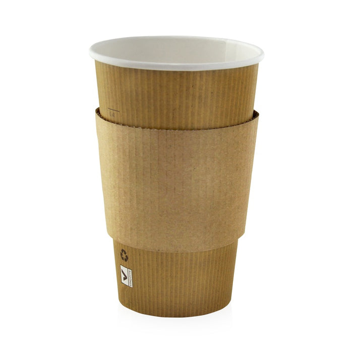 Banda autoadhesiva de cartón marrón para vasos 122x122mm A64mm - 100Uds