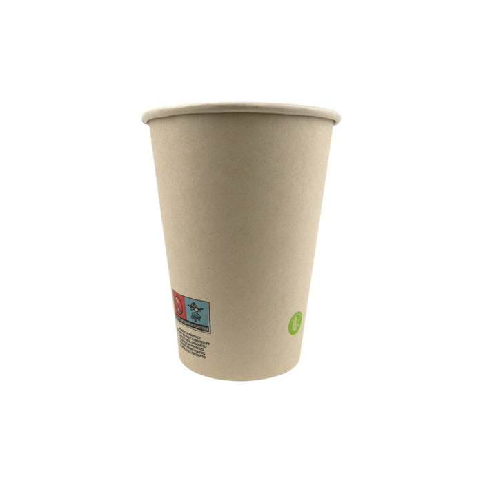 Vaso de cartón de fibra de bambú blanco con laminación PE 350ml A110mm - 50Uds