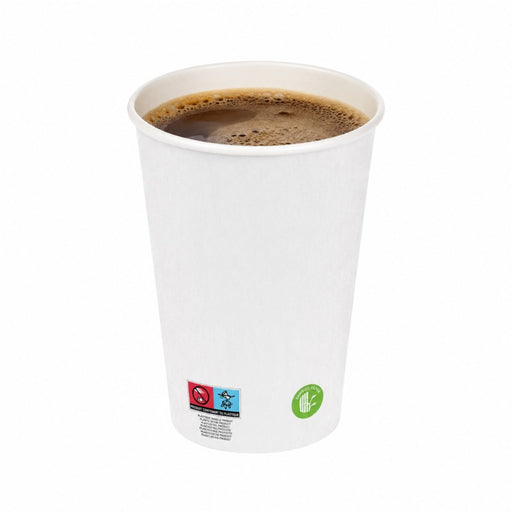 Vaso de cartón de fibra de bambú blanco con laminación PE 460ml A136mm - 50Uds
