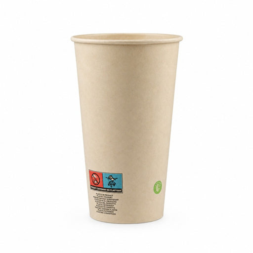 Vaso de cartón de fibra de bambú blanco con laminación PE 460ml A136mm - 50Uds
