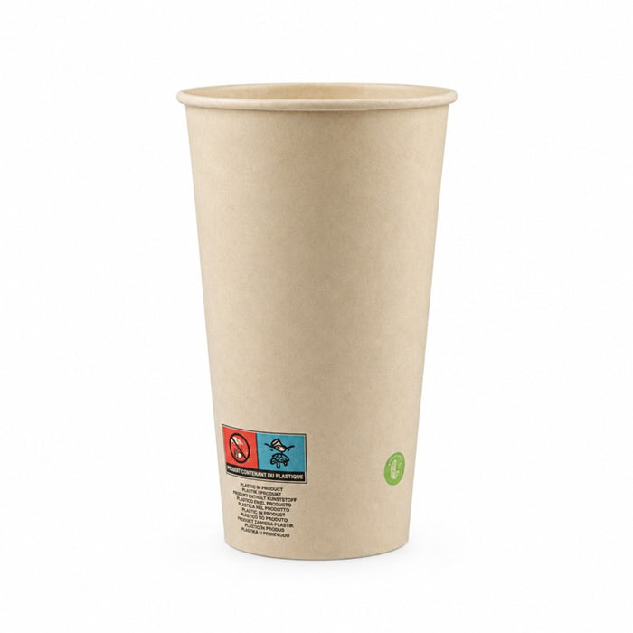 Vaso de cartón de fibra de bambú blanco con laminación PE 460ml A136mm - 50Uds