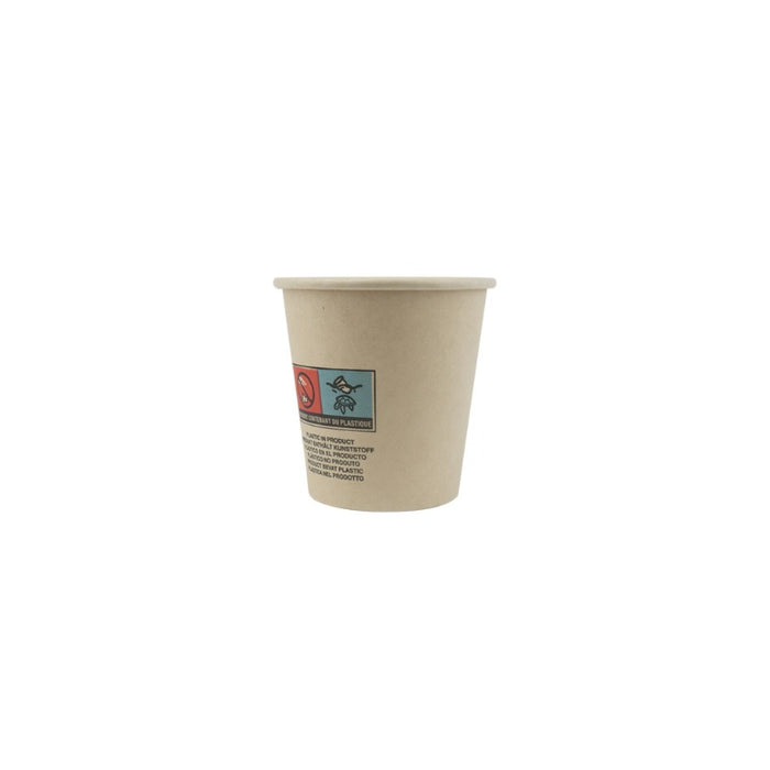Vaso de cartón de fibra de bambú blanco con laminación PE 72ml A57mm - 50Uds