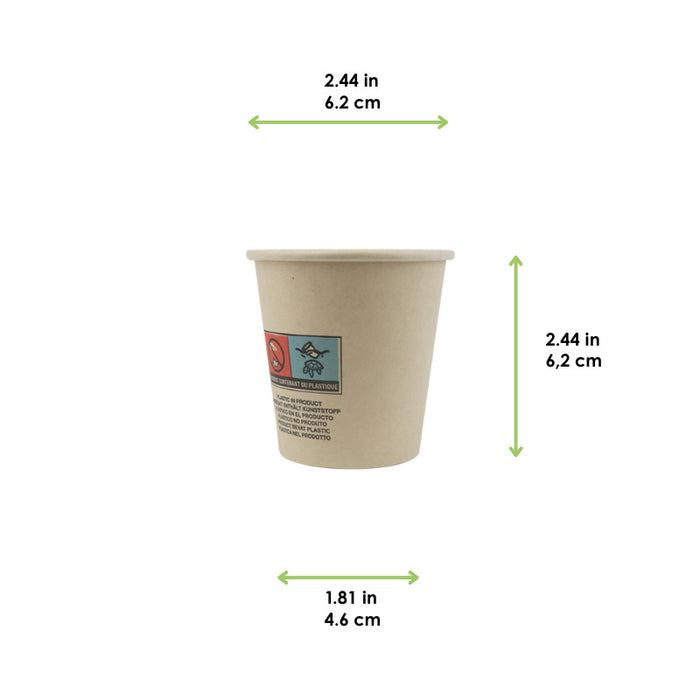 Vaso de cartón de fibra de bambú blanco con laminación PE 120ml A62mm - 50Uds