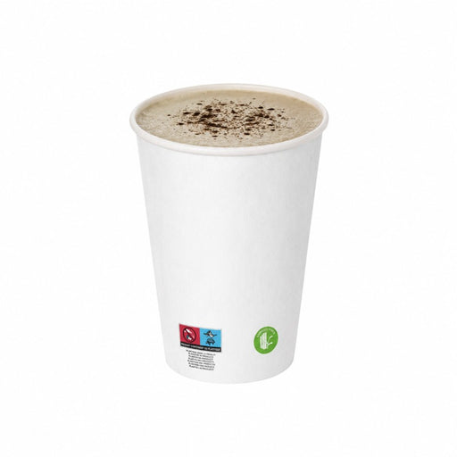 Vaso de cartón de fibra de bambú blanco con laminación PE 230ml A92mm - 50Uds