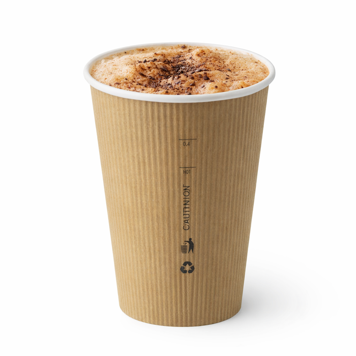 Vaso Nature Cup de cartón kraft estriado 450ml A132mm - 50Uds