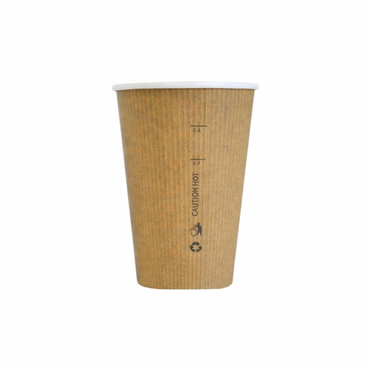Vaso Nature Cup de cartón kraft estriado 450ml A132mm - 50Uds