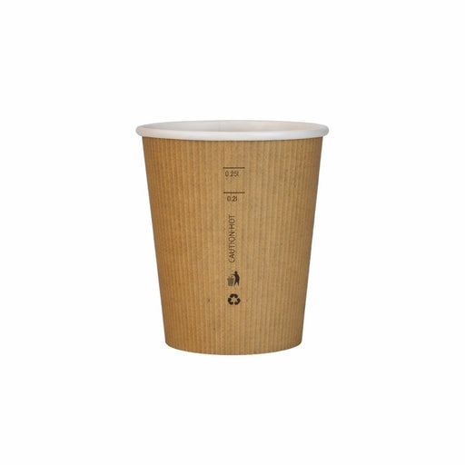 Vaso Nature Cup de cartón kraft estriado 230ml A92mm - 50Uds