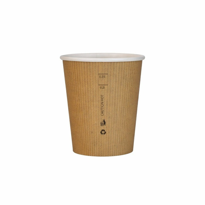 Vaso Nature Cup de cartón kraft estriado 230ml A92mm - 50Uds