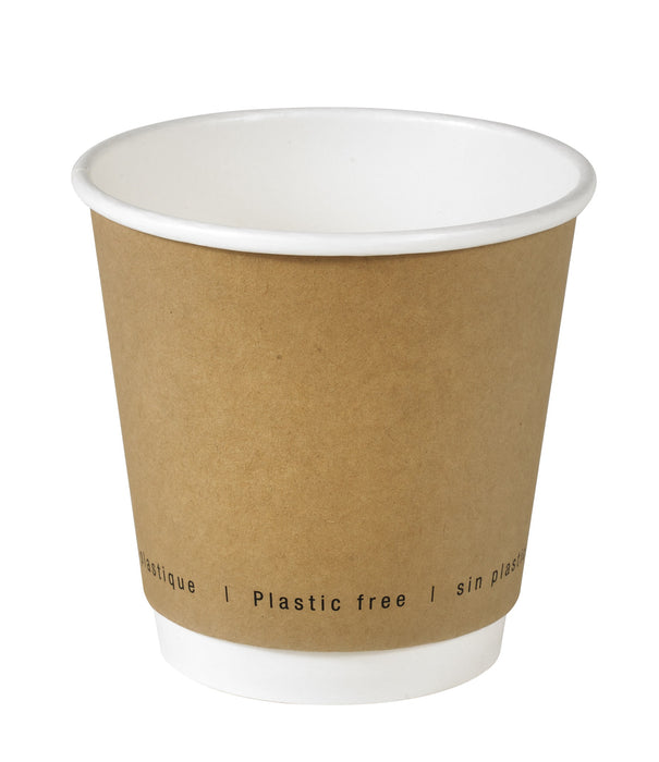Vaso de cartón marrón de doble pared sin plástico, Base agua 300ml A86mm - 25Uds