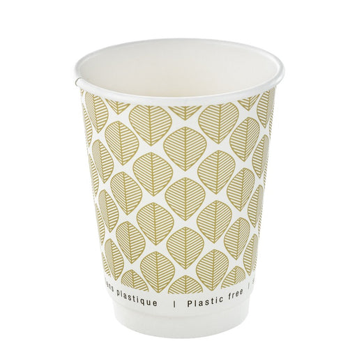 Vaso de cartón estampado de doble pared sin plástico, Base agua 350ml Ø90mm A110mm - 25Uds