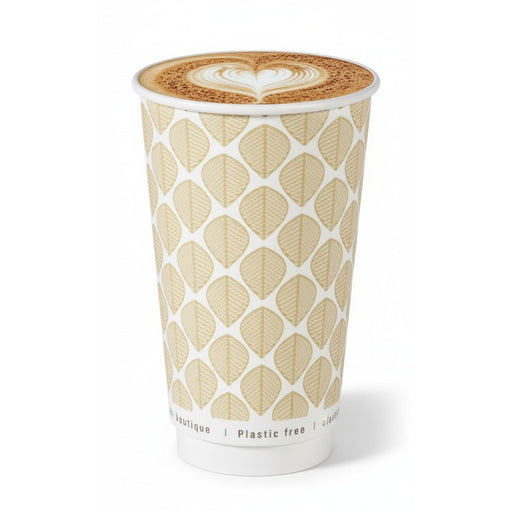 Vaso de cartón estampado de doble pared sin plástico, Base agua 460ml A136mm - 25Uds