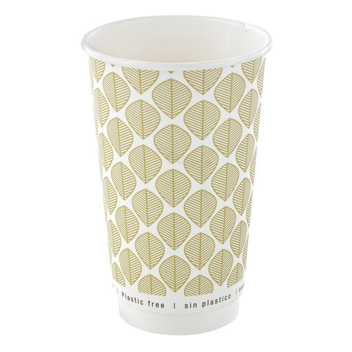 Vaso de cartón estampado de doble pared sin plástico, Base agua 460ml A136mm - 25Uds