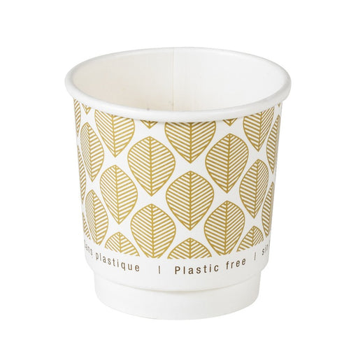 Vaso de cartón estampado de doble pared sin plástico, Base agua 120ml Ø62mm A62mm - 25Uds