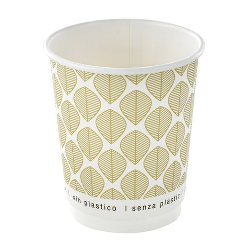 Vaso de cartón estampado de doble pared sin plástico, Base agua 230ml Ø80mm A92mm - 25Uds