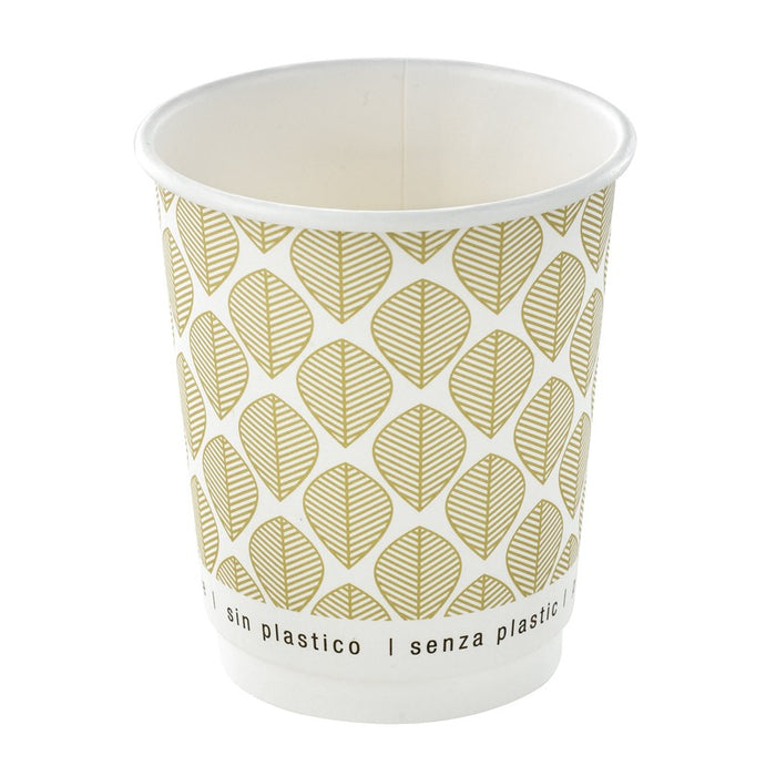 Vaso de cartón estampado de doble pared sin plástico, Base agua 230ml Ø80mm A92mm - 25Uds
