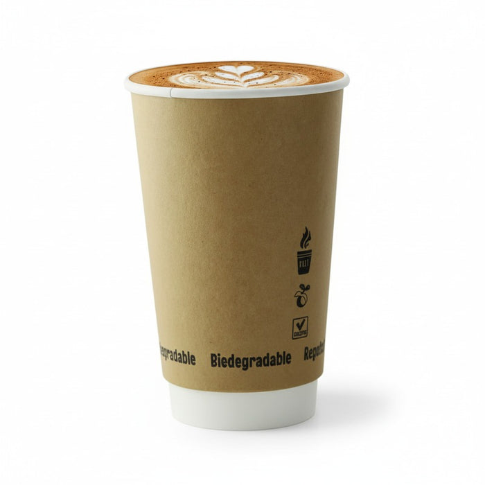 Vaso de cartón con doble capa kraft. 470ml A136mm - 25Uds