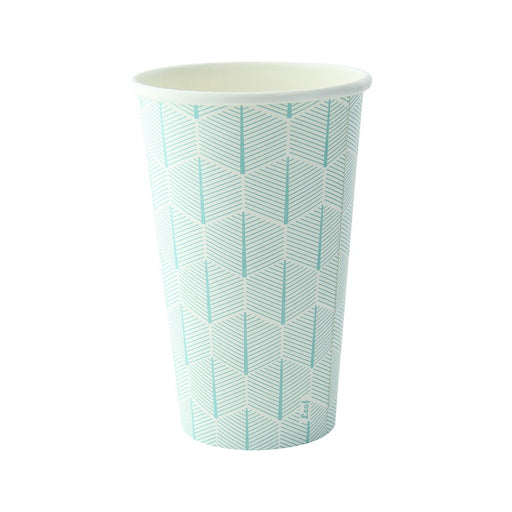 Vaso de cartón blanco con decoración de hojas 470ml A137mm - 50Uds