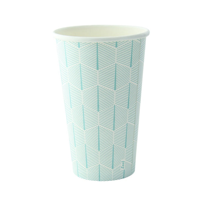 Vaso de cartón blanco con decoración de hojas 470ml A137mm - 50Uds